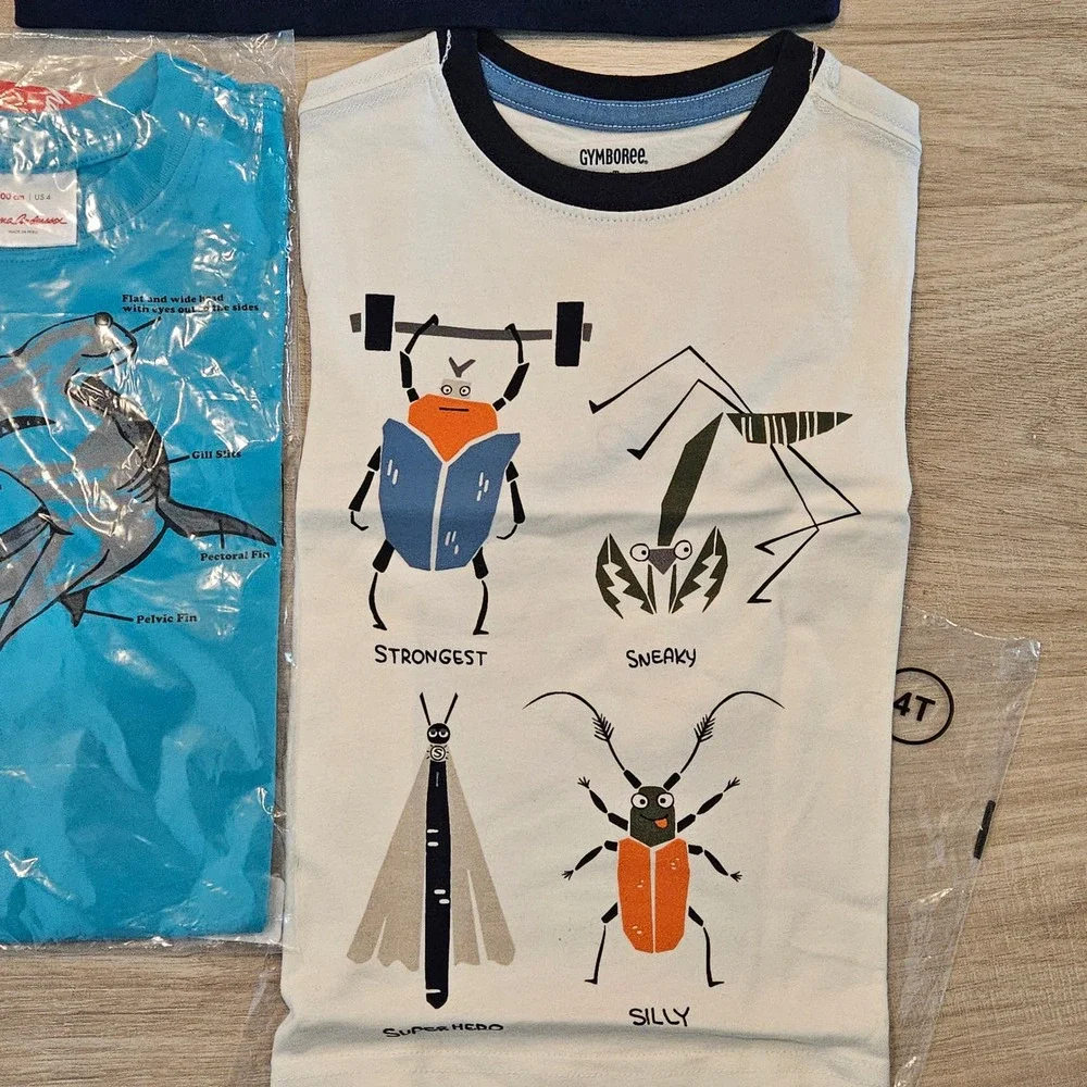 Gap Gymboree Hanna Andersson T-Shirt Lot of 5 Kids 4T‎ NEW Dinosaur Shark Bugs